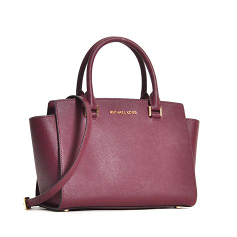 michael michael kors selma stud medium top zip satchel merlot